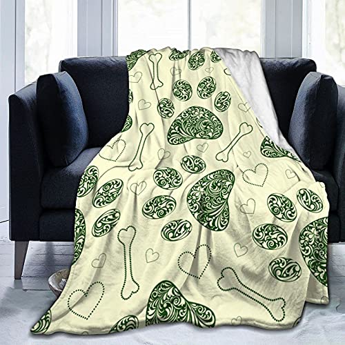 Floral Animal Paw Print Flanell Fleece Decke, Weiche Warme Decken Tagesdecke/Bettdecke/Bettlaken 200x150 cm