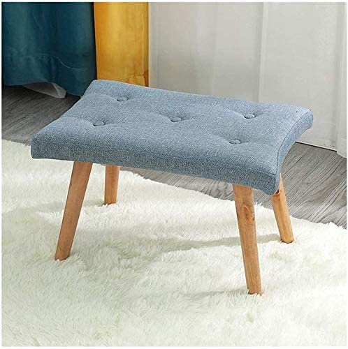 Tabouret canapé en bois massif bleu 55x36cm pour salon