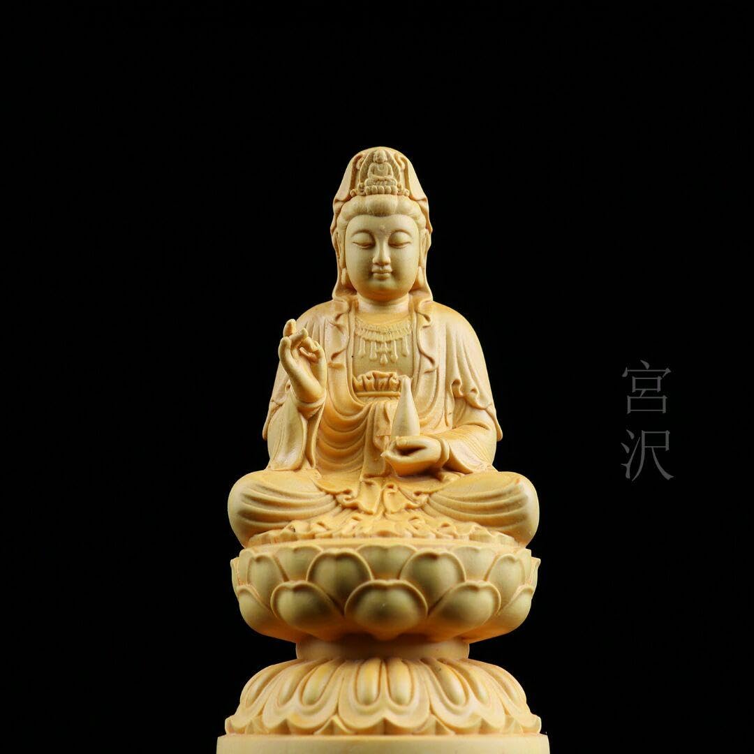 Amazon｜宮沢観音菩薩 木彫仏像 祈る厄除 彫刻工芸品 置物 供養品 開運