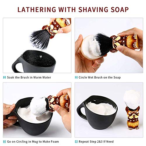 Rasierpinsel Vegan mit Reisedose Rasierset Classic Nylon Fibre Harzgriff Anbbas Größe Shaving Bürste (Knot 22mm) (Braun) - Image 7