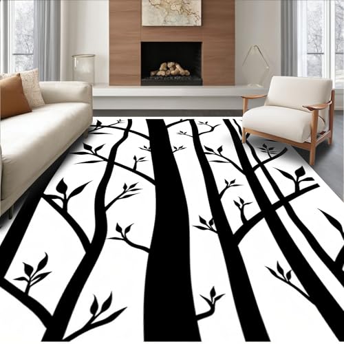 Flatwoven Area Rug 5x7 ft, Modern Grove Nature Inspired Design,