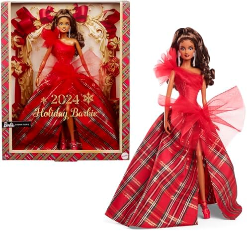 Barbie Boneca De Natal Signature 2024 Com Cabelo Castanho Claro E...