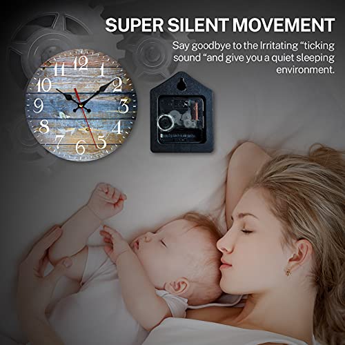 Artsocket Wooden Wall Clock Silent Non-Ticking, Wood Old Retro Vintage Wooden Round Rustic Coastal Wall Clocks Decor For Home Kitchen Living Room Office, Battery Operated(12 Inch) #TOP1