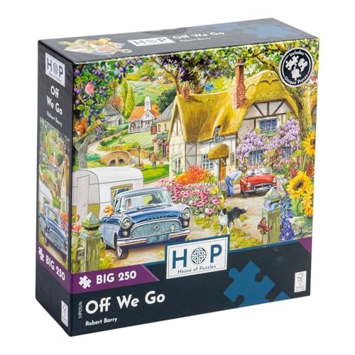 The House of Puzzles - Off We Go Jigsaw - Big 250 Piece Jigsaws For Adults & Kids, Extra Large Pieces, Artist Illustrated, Scenic Landscape, Deluxe Puzzle Gifts