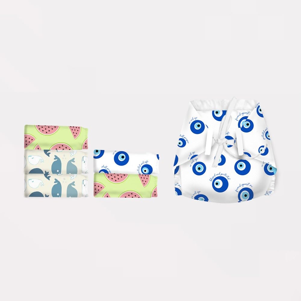 Snugkins Dry feel Langot for Newborn 6-12 Months | Adjustable, Washable & Reusable Cotton Nappy | Padded, Mess-Free & Comfortable | For Baby Boys & Girls Pack of 6-picture-11