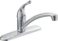 Moen Chateau 7425 Chrome One-Handle Low Arc Kitchen Faucet for 3-Hole Sinks - ADA Compliant, Lifetime Warranty