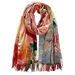 VENVSBEE Reversible Scarf Soft Large Shawl Wrap Blanket Double Sided Art Print Warm Pashmina Stoles Klimt Van Gogh Gifts
