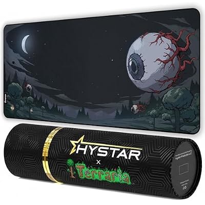 Hystar x Terraria Extended Gaming Mouse Pad | 5mm Thick, Waterproof Surface, Smooth Polyester Fabric, and Natural Rubber Base (36 x 16)