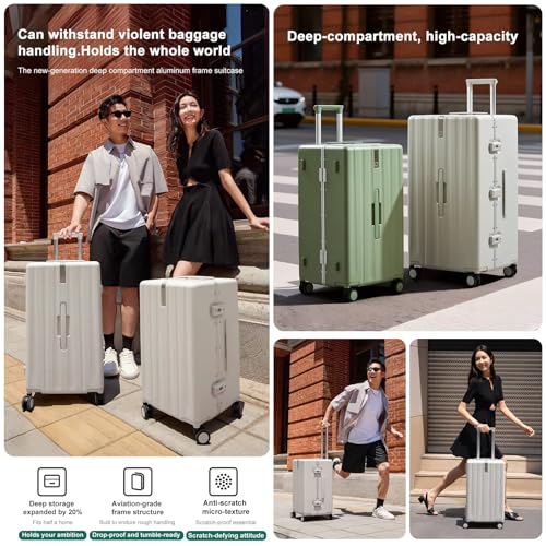 Carry On Luggage Airline Approved with TSA Lock,26 Inch Lightweight Luggage with Spinner Wheels Trolley Case for Business Travel,100% PC Hard Shell Carry On Suitcases for Men Women,White2