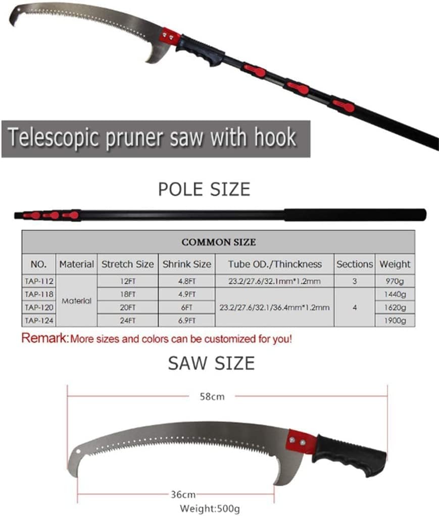 Telescopic Pole Saw Extendable Landscaping Pole Saw Adjustable Pruning Saws, for Pruning and Trimming Branches and Leaves 5.4m/18ft