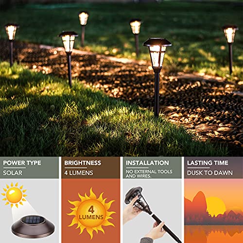 Gigalumi 6 Pack Super Bright Solar Lights Outdoor Waterproof, High Lumen Solar Garden Lights, Metal Solar Pathway Lights Outdoor, Solar Sidewalk Lights For Yard, Patio, Landscape, Walkway #TOP3