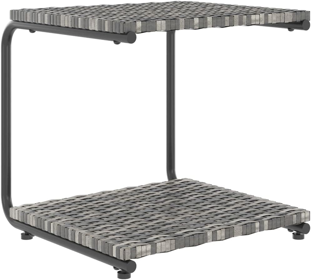 vidaXL Daybed, 2-Person Outdoor Garden Sun Bed with Cushions and 2 Side Tables, Outdoor Lounge Bed for Pool Garden Patio, Poly Rattan Gray