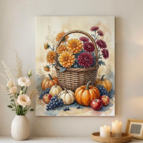 Lienzo de calabazas de otoño para decorar tu salón con un cálido estilo rústico