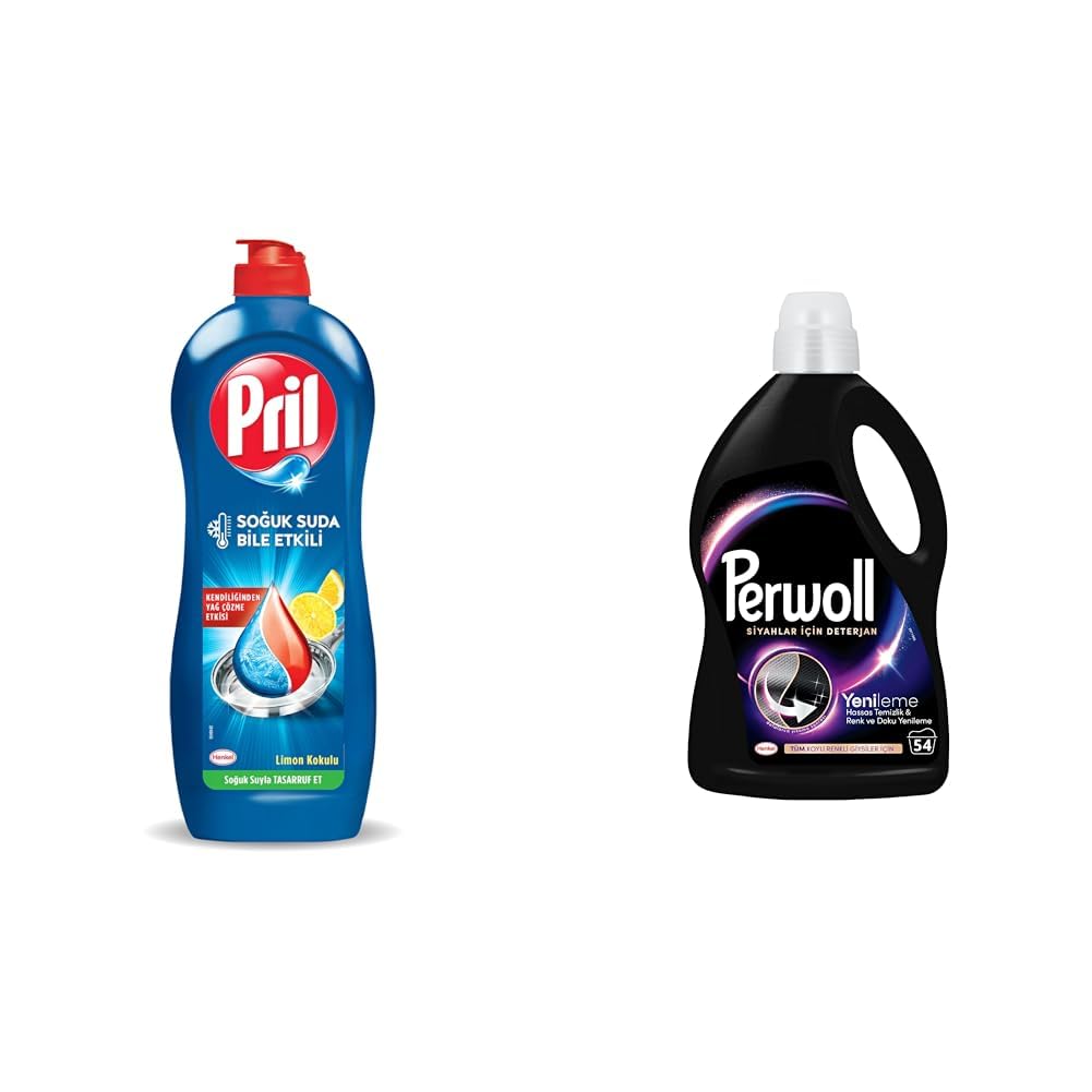 Pril Cold Power Yağ Çözme Etkili Limon Kokulu + Perwoll Hassas Sıvı Çamaşır Deterjanı Siyah