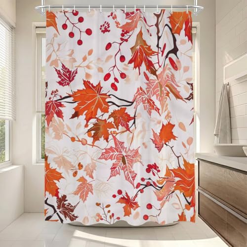 Rideau de douche 150x170cm en polyester imperméable à motif feuilles