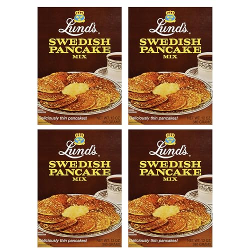 Lund’s Swedish Pancake Mix, Deliciously Thin & Light Pancakes, 12 oz, Traditional Scandinavian Recipe - Easy Mix for Breakfast or Brunch [Pack of 4]