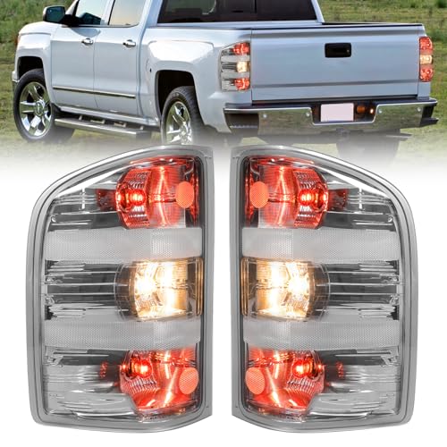 MAYELLO Chrome Tail Lights w/Bulbs Compatible with 2007-2013 Chevrolet Silverado 1500 2007-2014 Chevy Silverado 2500 3500 Single Rear Wheel Plug & Play Rear Lamps