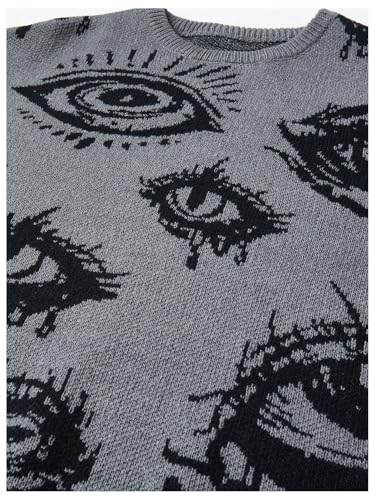 Men's Fall Goth Sweater Halloween Punk Grunge Sweater Eye Graphic Unisex Long Sleeve Knit Pullover Streetwear4