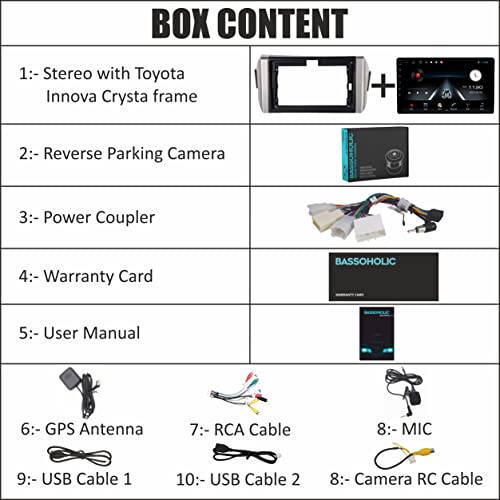 Image of 9 Inch Android Car Stereo for Toyota Innova Crysta | 2GB RAM /32GB ROM | Full HD Touch Screen | WiFi | GPS | Bluetooth | Steering Wheel Control | Reverse Camera & Frame | 1 Year Warranty