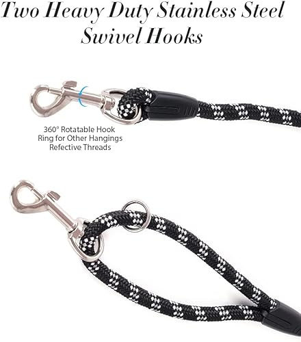 Miniatura 39 de Correa larga para perro con hilos reflectantes de 15 pies, 20 pies, 30 pies, 50 pies, correas elásticas resistentes para perros de raza pequeña