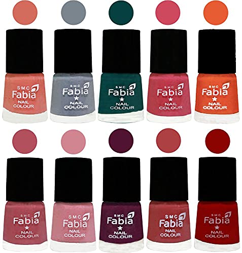 Image of ALL IN ONE (PACK OF 10), Long Lasting Glossy Nail Polish, 6 ml Each, All Vibrant Colours,02045