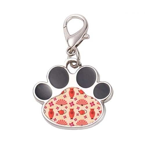 DIYthinker?Japan Vase Teapot Fan Sakura Pet Tag Keychain Dog Cat ID