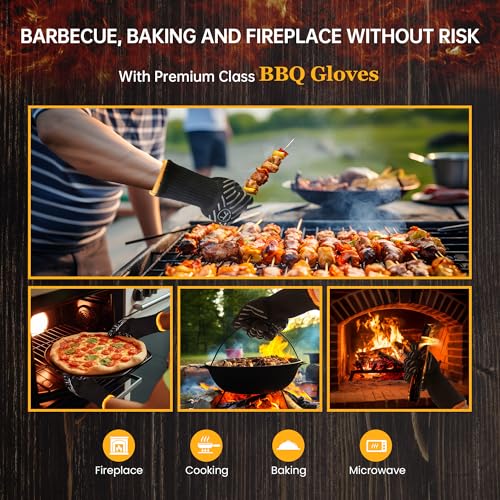 HandLove Aramid Heat Resistant BBQ Gloves – Oven & Grilling Gloves with Fingers, Silicone Grip & Long Cuffs for Cooking, Baking, and Outdoor Barbecue – Pink, Large by HandLove - Used condition - Image 7