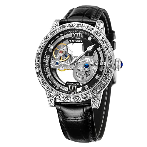 Image of FORSINING Skeleton Watch for Men Automatic Luminous Self Winding Steampunk Dress Wrist Watch, Transparent, Mechanical