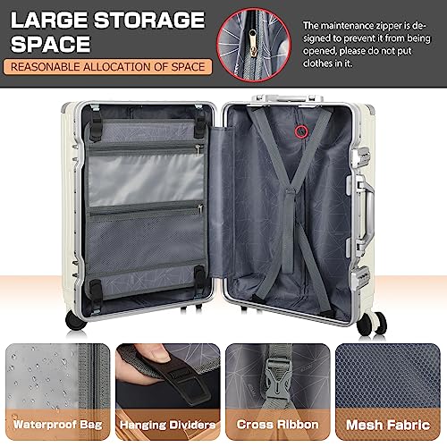 Image of AnyZip Luggage PC+ABS Aluminum Frame Zipperless Checked Luggage Hard Shell Suitcase with TSA Lock Double Spinner Wheels 28 Inch White