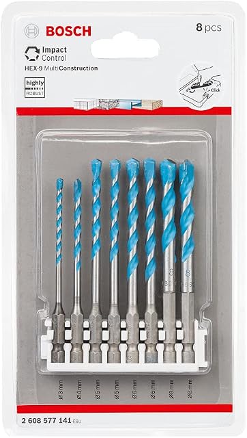 Bosch Professional 2608577141 8-piece Impact Control Multi-purpose Drill Bit Set (Pick and Click, HEX-9, Accessories for Impact Drivers)