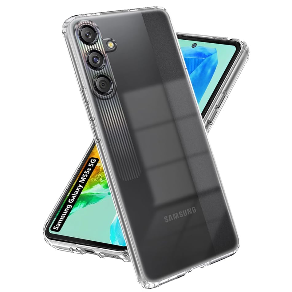 Image of Fashionury Crystal Clear Case for Samsung Galaxy M55s 5G | Yellowing Resistance | Transparent TPU Silicone | Raised Camera Lips | Slim Transparent Cover