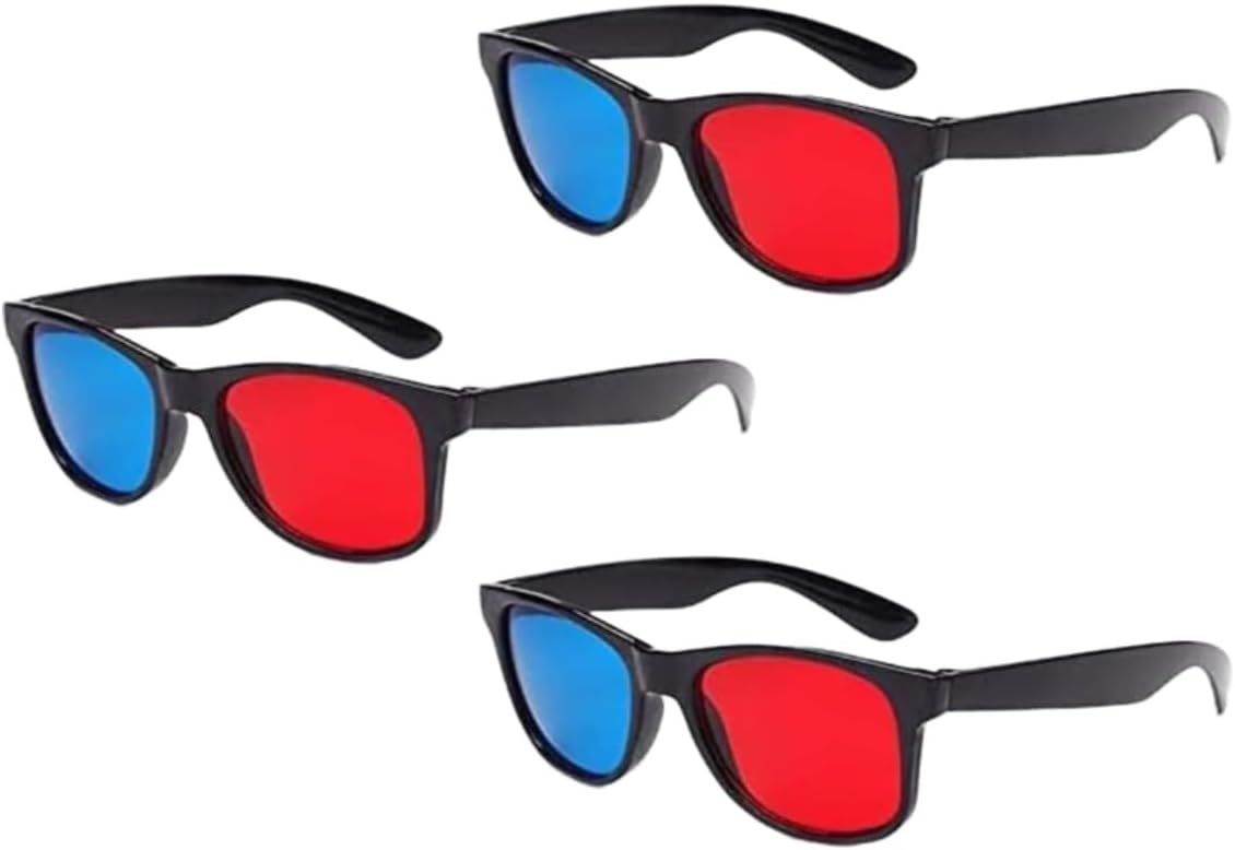 3Pcs Red and Blue 3D Glasses Universal...