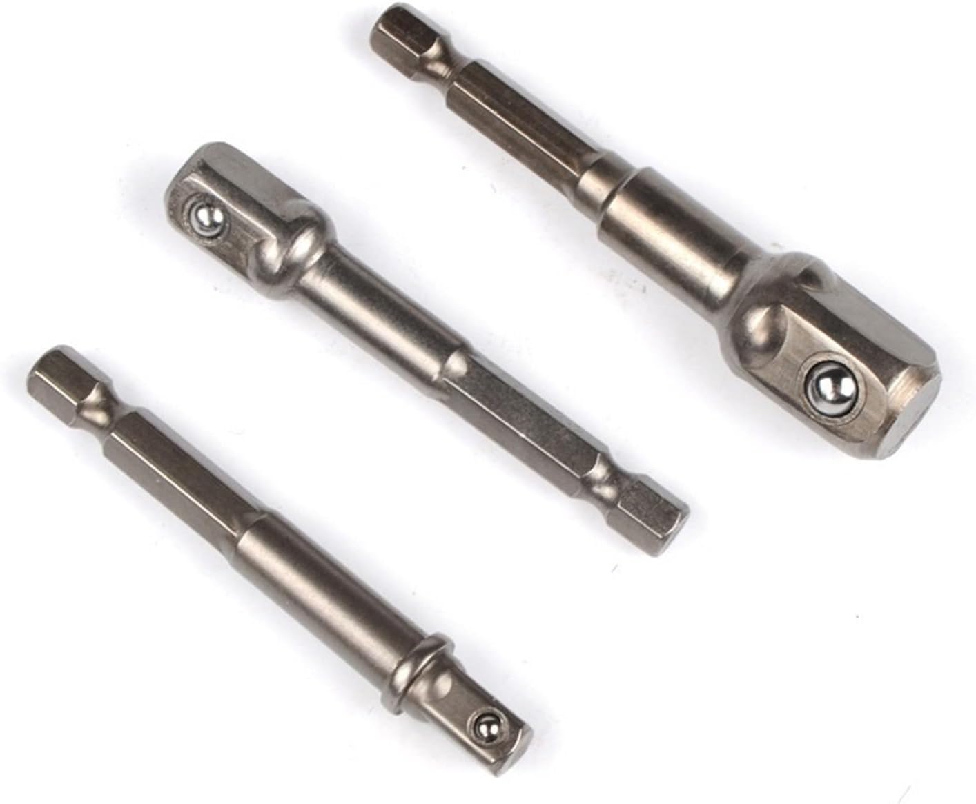 3pcs Chrome Vanadium Steel Socket Adapter Set Hex Shank 1/4" 3/8" 1/2" Extension Drill Bits Bar Set Power Tools