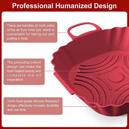 Permanent Warranty 8 Inch Silicone Air Fryer Liner 2 Pack Reusable 100% Food Grade Silicone Air Fryer Liner (Red/Blue) #TOP3