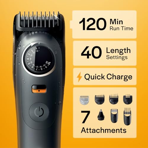 Image of Gillette Series 5 All-in-One Beard & Body Trimmer for Man (by Braun) | 40 length settings for Face, Body, Head & Private Parts | Sensitive Body Comb for body grooming | 7-In-1 on top Attachments | 120 Min Runtime | 5 Min Quick Charge | 100% Waterproof