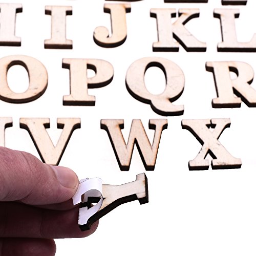 CM 104 PCS Wooden Alphabet Letters Unfinished Wood Sticker for DIY Craft, 26 Letters from A to Z, 4 Sets - Thumbnail 4