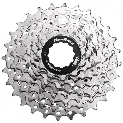 SUNRACE CSR86 8-Speed Cassette 11-28T. Nickel PIÑON, Unisex Adulto, Multicolor, ESTANDAR