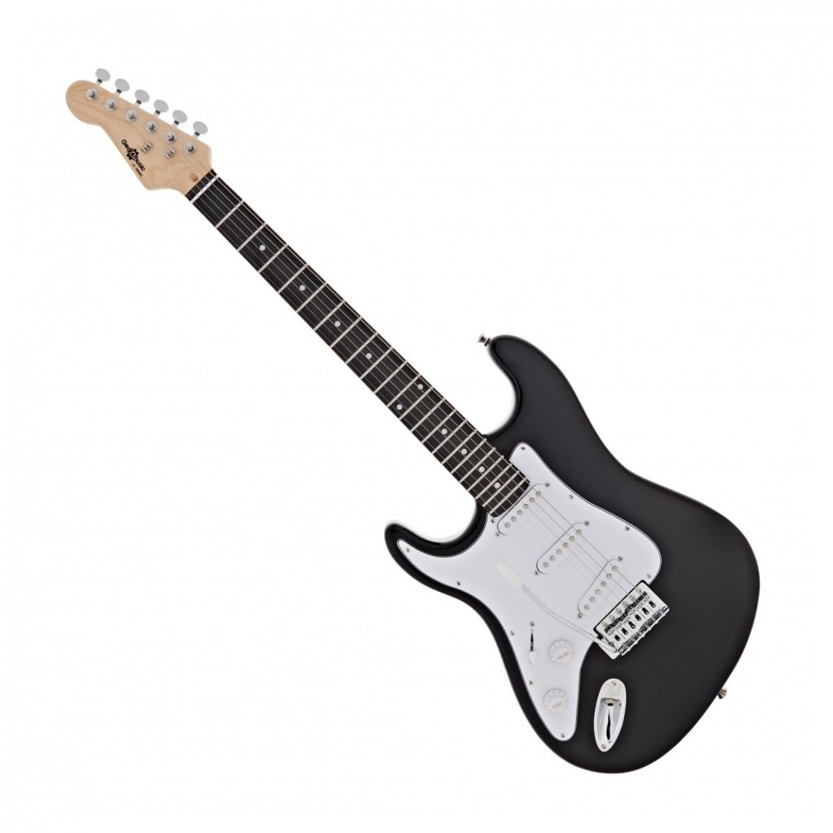 Chitarra elettrica completa per per mancini Serie LA di Gear4music, nero | Mancina e Pronta a Suonare, Manico Acero Liscio con Corpo Leggero in Paulonia, Tre Single Coil, Borsa, Nero