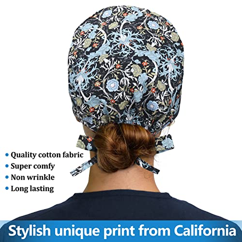 Image of ABAMERICA Working Caps with Button and Sweatband, Adjustable Working Hats for Women Men, One Size(Tie Back or Toggle)