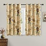 XiDi Beige Floarl Blackout Curtains for Bedroom 54 Inch Drop Plant Printed Boho Modern Farmhouse Vintage Eyelet Thermal Insulated Curtain Window Drapes Decor 2 Panel Set