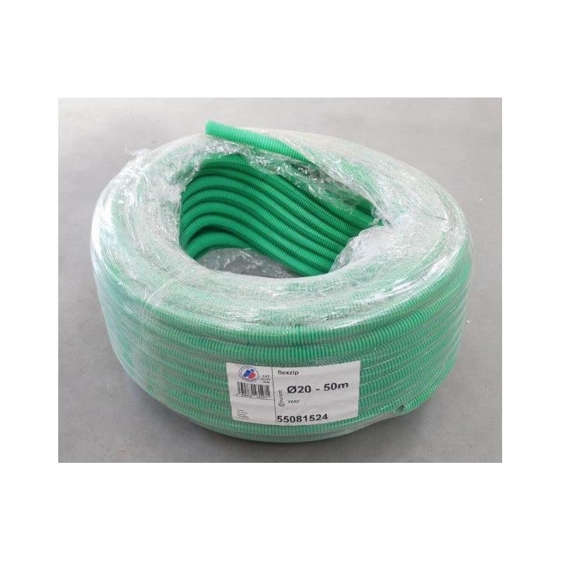 Courant - Gaine ICTA verte fendue Ø 20mm vide (bobine de 50m) FLEXZIP COURANT