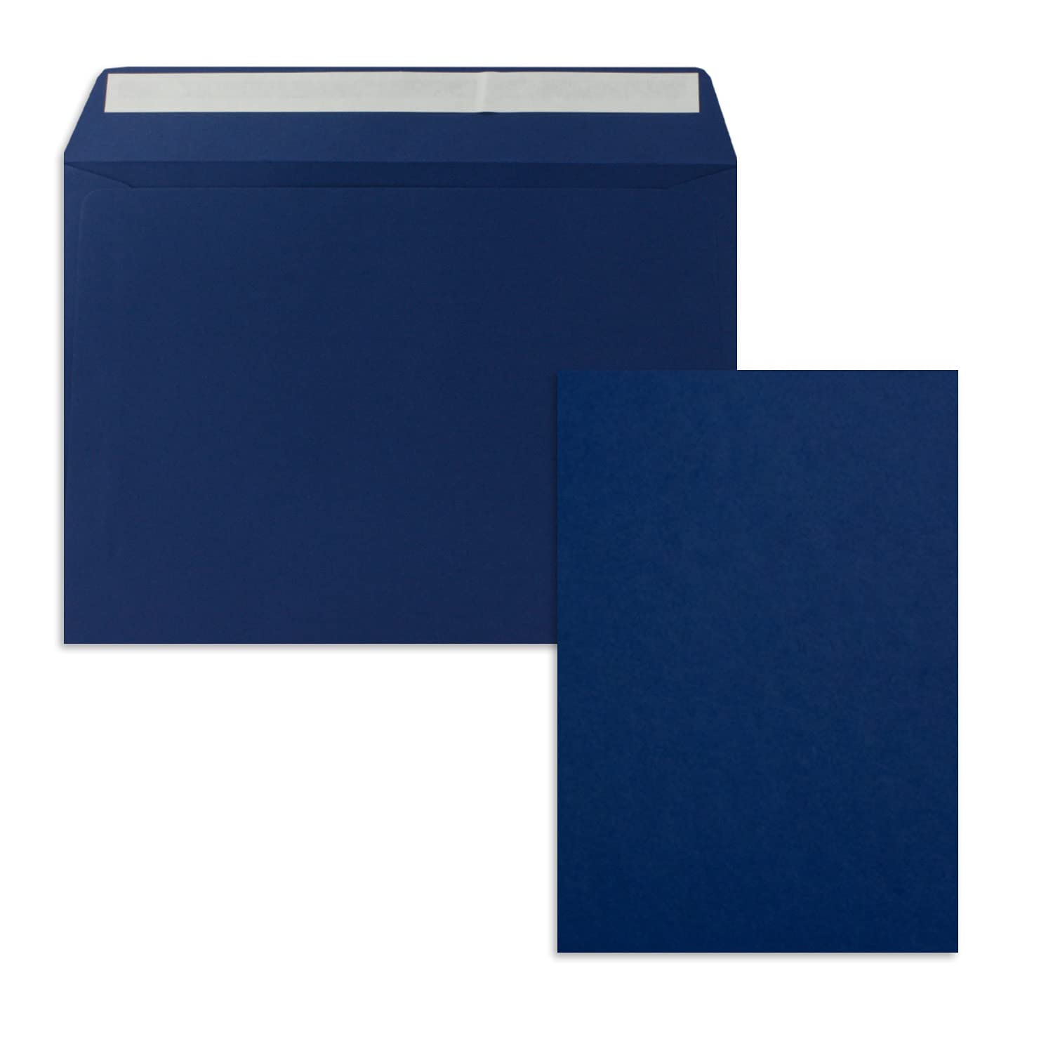 Juego de 200 tarjetas individuales DIN A5 14,8 x 21 cm en azul oscuro (azul) con sobres DIN C5 adhesivo – para grandes invitaciones y tarjetas de cumpleaños o boda