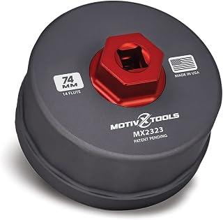 Motivx Tools 74mm 14 Flute Precision CNC Machined Aluminum Oil Filter Wrench Compatible with Mercedes Benz, Sprinter, VW, Porsche, Volkswagen, Mazda, and Many Aftermarket Spin-On Style Oil Filters