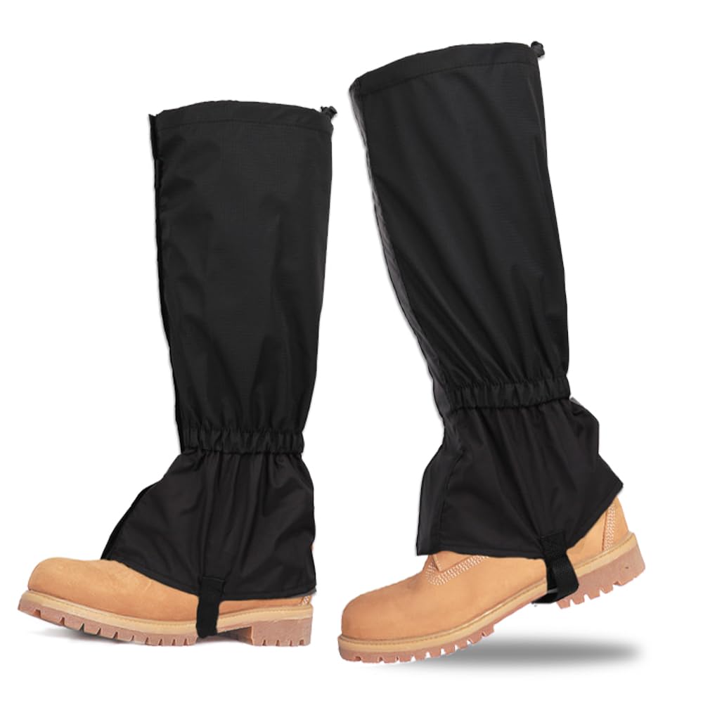 Aoreun 1 Paar Outdoor Gamaschen, Atmungsaktive Beinschutz Gaiter, PVC wasserdichte Einstellbare Gamaschen, Bein Gamaschen Erwachsene für Outdoor-Hosen zum Wandern, Klettern,Trekking, Schneewandern