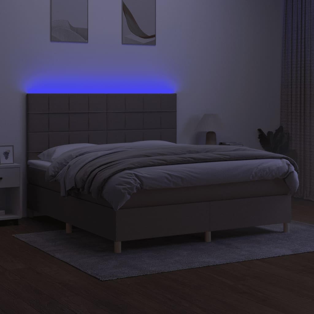 Z diodami LED z regulowanym zagłówkiem Łóżko kontynentalne Taupe 180x200 cm
