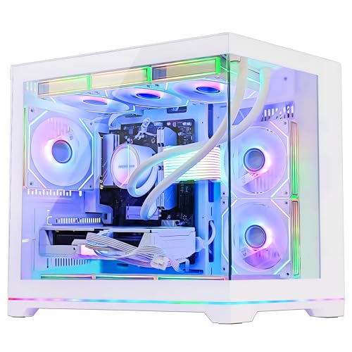 HOENGAGER Superview AI Gaming PC AMD Ryzen 7 9700X 8-Core 3.9GHz, RTX 5060 8GB,32GB DDR5 RAM,1TB PCIe SSD, 850W PSU, Windows 11 Prebuilt PC White