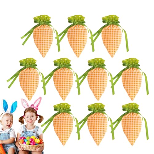 Rrlihjgu Bolsas de zanahoria, bolsas de cordón, bonitas bolsas de cordón de dibujos animados, bolsas de Pascua de 7,9 x 4,7 pulgadas, actividad de cubeta de huevos, 10 bolsas de caramelo, accesorios