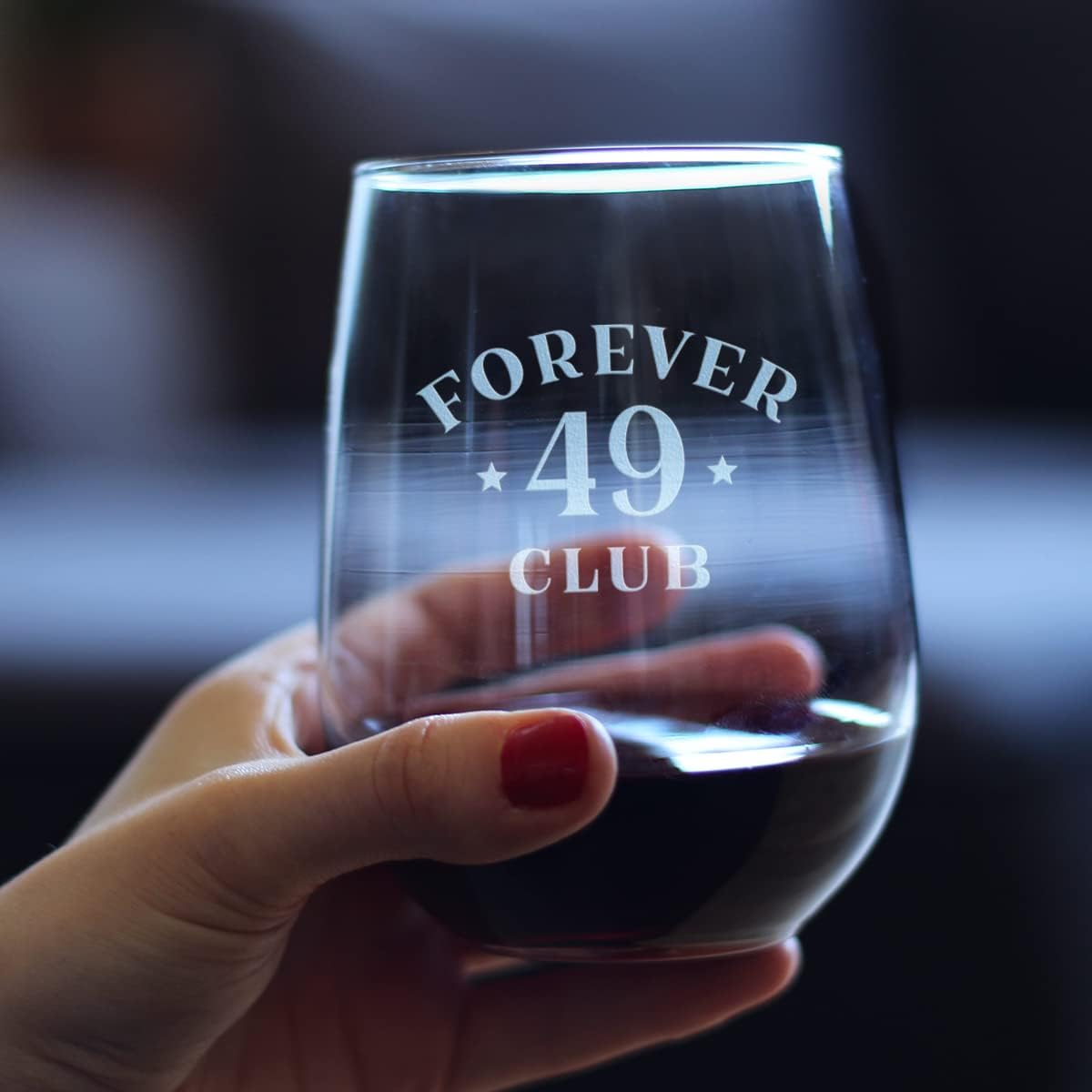 Bevvee Forever 49 Club - Stemless Wine Glass 50th Birthday Gifts for Women & Men Turning 50 - Bday Party Decor - Large 17 Oz Glasses - Image 4