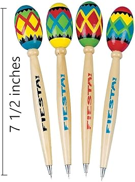 Fun Express Fiesta Maraca Pen Set of 12 - Cute Pens for Kids & Fidget Pen Party Favors | Classroom Prizes for Students & Birthday Party Favors | Fun Novelty Pens for Cinco de Mayo Mexican Fiesta