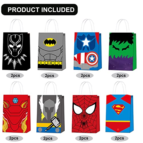 Hbavfihnbg 16Pcs Superhero Party Bags，Double Sided Printing Party Gift Bags, Candy Bags With Handle For Children, Boys And Girls For Hero Theme Birthday Party Party Decorations Parties Supplies #TOP2